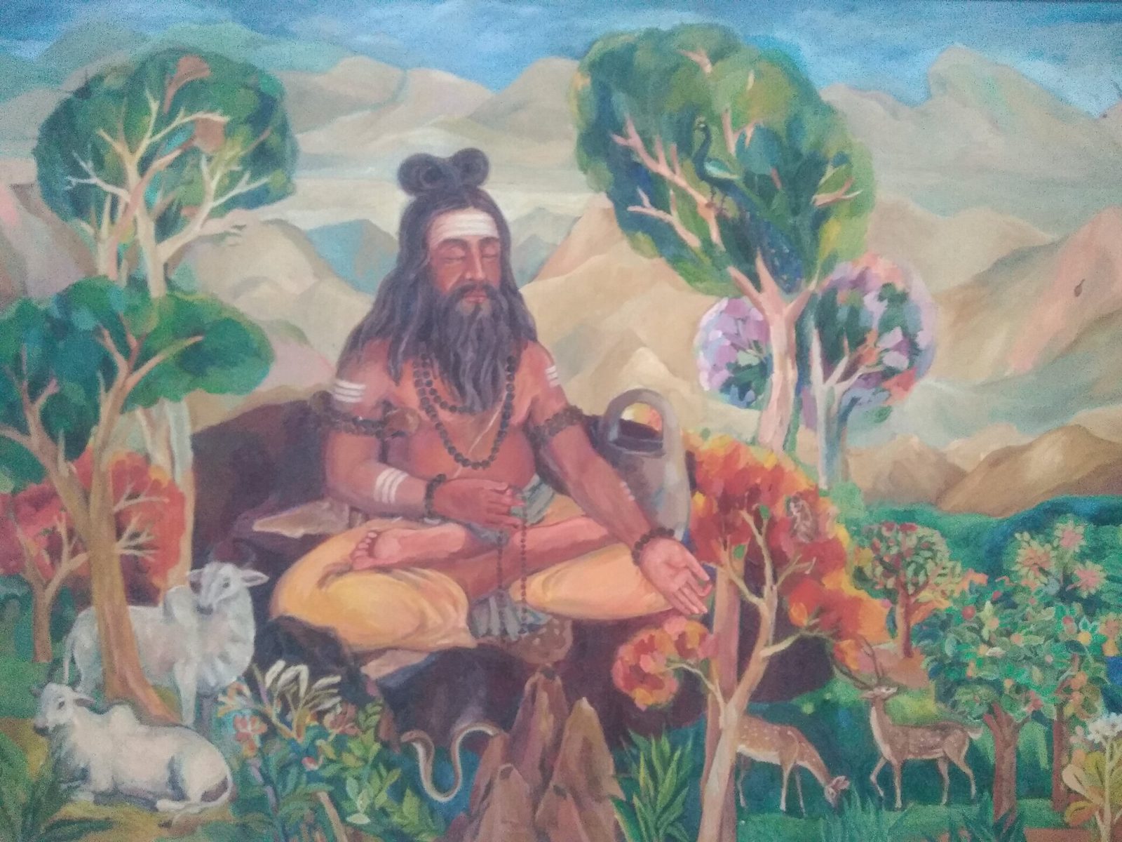 Agathiyar (Sage Agastya), the siddhar in whose name the Agasthiya Nadi leaves were written, seated in his hermitage